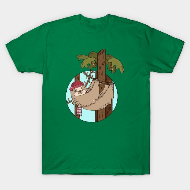 Cute Christmas Sloth Illustration // Festive Animal Cartoon // Sloth Lover T-Shirt by SLAG_Creative